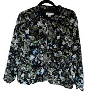 Christopher & Banks Petite XL Floral Lightweight Zip Up Jacket